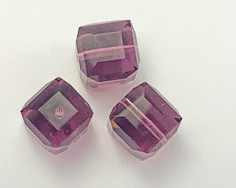 Swarovski Amethyst Crystal Cube Beads 8mm - Jewelry Making Supplies - Set of 10