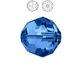 Swarovski Crystal Beads: Capri Blue 6mm Round Beads, Set of 50