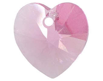 Swarovski-kristallhjärtpärlor: Ljusrosa hängen (10 mm, set om 10)
