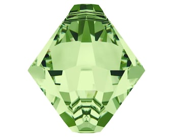 Swarovski Crystal Beads: Peridot Green Bicone, 6mm Top-Drilled (Set of 25)