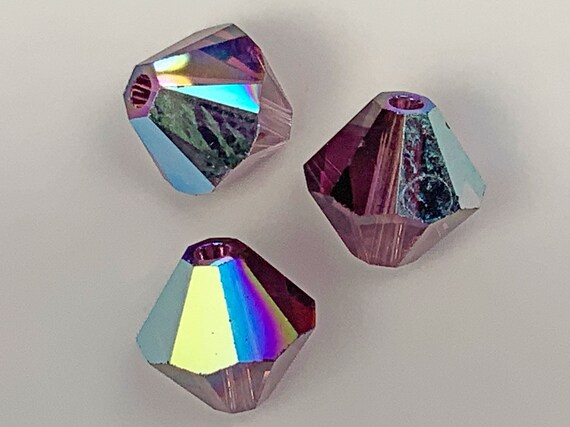 Swarovski Crystal Bicone Beads: 4mm Amethyst AB (#5328, Set of 100