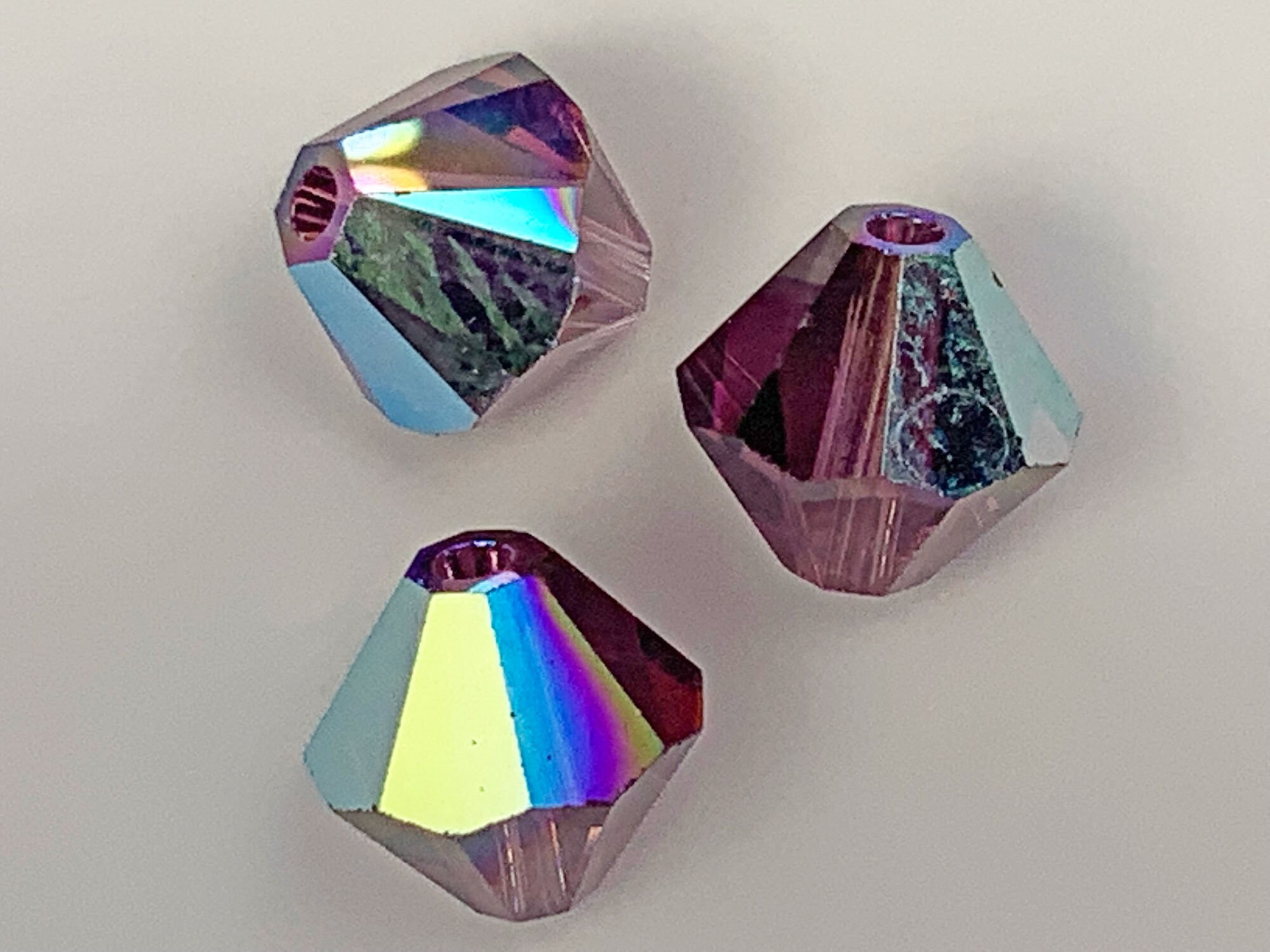 Swarovski Crystal Bicone Beads: 4mm Amethyst AB (#5328, Set of 100