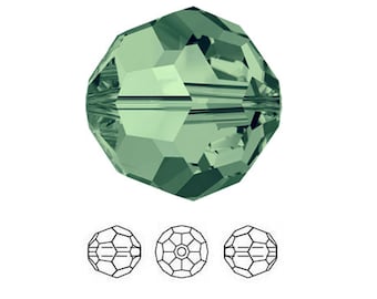 Swarovski Crystal Beads: Erinite Green 4mm Round Beads, Set of 50