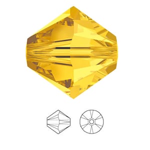 Swarovski Crystal Beads For Jewelry Making Light Topaz 6mm Crystal Bicone Beads #5328 Set Of 50 | Jewelry Supplies