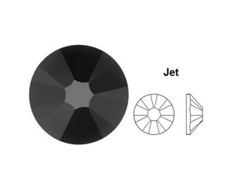 9ss - Swarovski NO HOTFIX Flat Backs 2028/2088 Rhinestones- Jet/Black- Set of 200