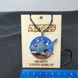 3D Printed Hand Painted Wearable Art, SHARK pendant, ocean gifts, gifts for him, original art and design