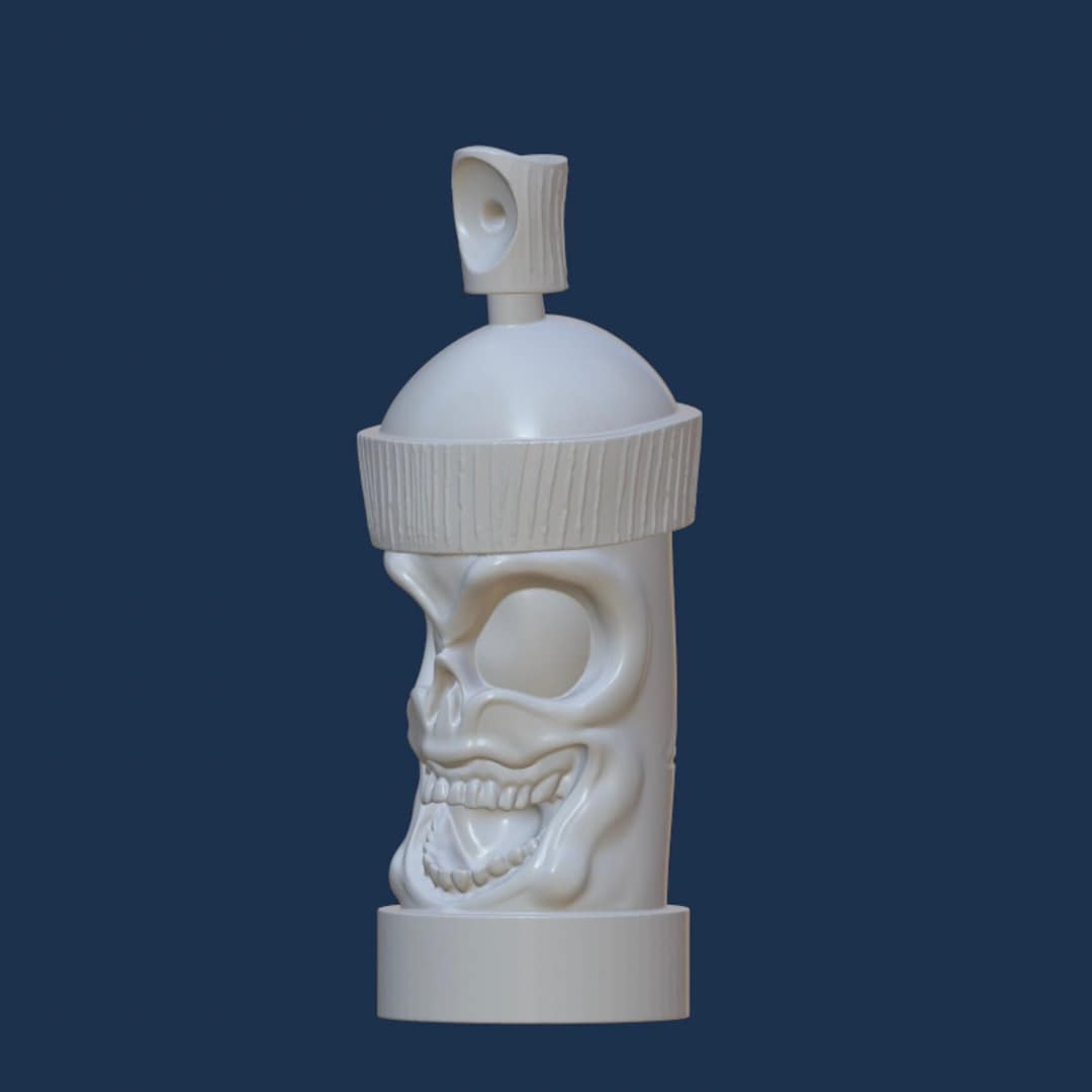 Skull Spray Can, Cartoon Skull Paint Can, 3D Asset, 3D Digital File for