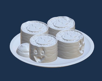 Süßes Sushi auf Teller, STL Datei für 3D Druck, Süßes Sushi mit Wasabi, lustiges Essen, 3D Clipart