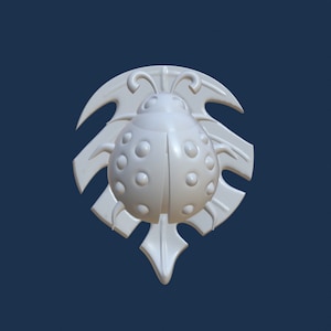 May include: White ceramic wall decor featuring a ladybug with black dots and a leaf design.