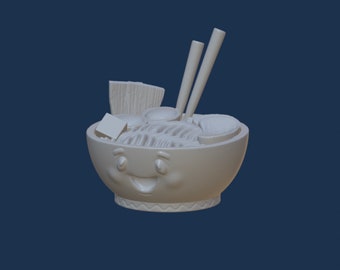 Cute Bowl of Noodles, Cartoon Bowl of Noodles, STL file, Digital file for 3D printing, Cute Ramen, Cartoon Ramen Bowl