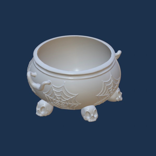 Cauldron STL, 3D Digital file for 3D printer, Witches Cauldron with spider webs and skull feet.  Original Design