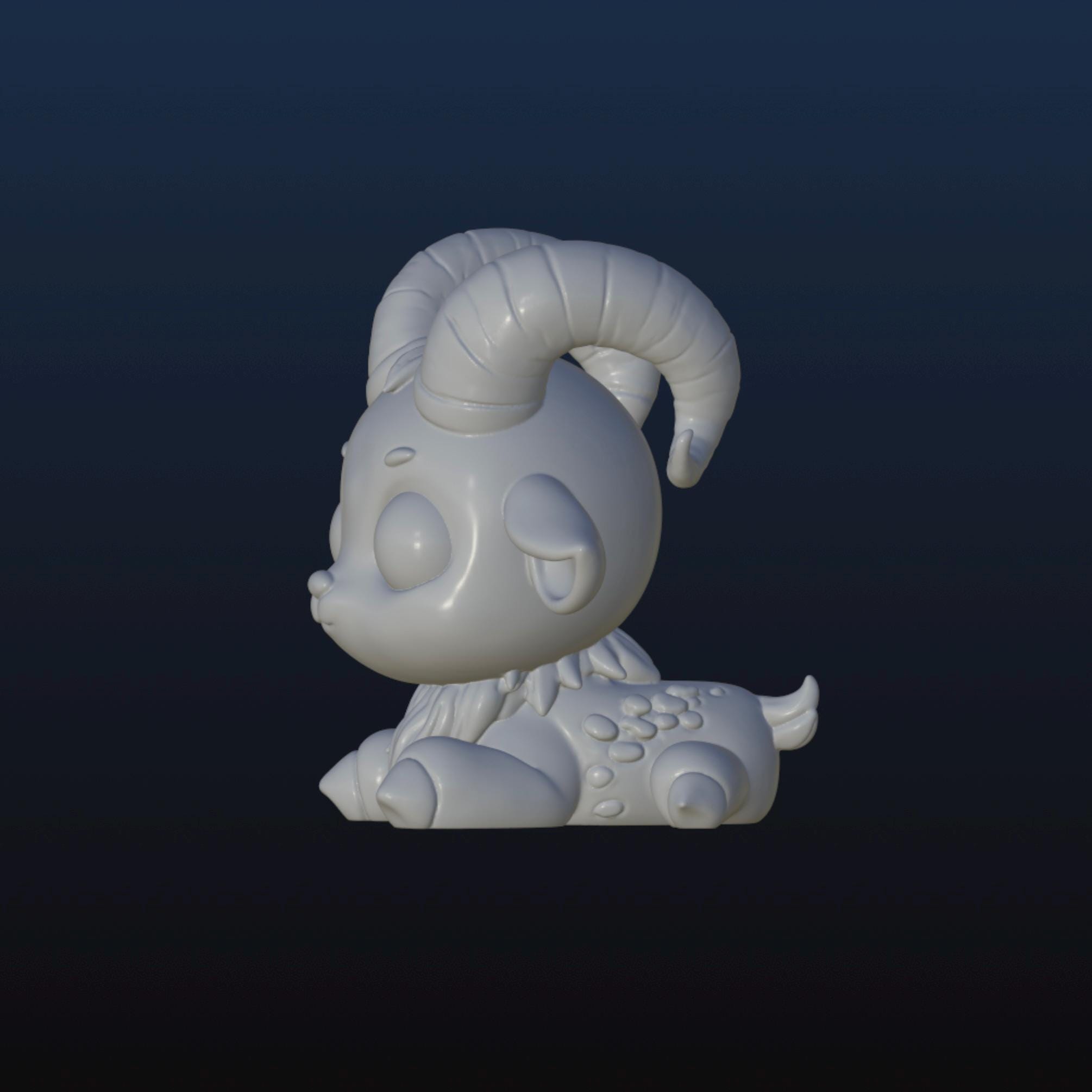 かわいいヤギSTL、3Dプリント用3Dデジタルファイル、山羊座、ちび