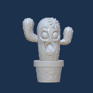 Kaktus STL, Szczęśliwy rysunkowy kaktus, 3D STL Plik cyfrowy do druku 3D, Oryginalny projekt