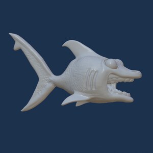 Tubarão STL, Tubarão de desenho animado com dentadura, arquivo digital 3D STL para impressão 3D, Design original
