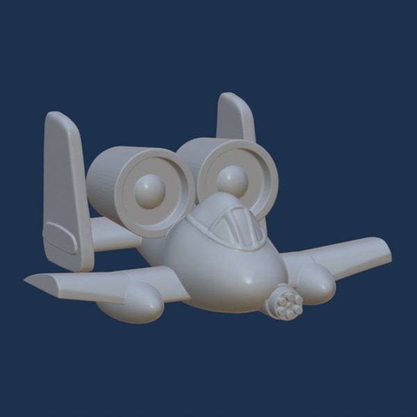 A10 wrattenzwijn, cartoon vliegtuig, 3D STL-bestand voor 3D-printer, origineel ontwerp.