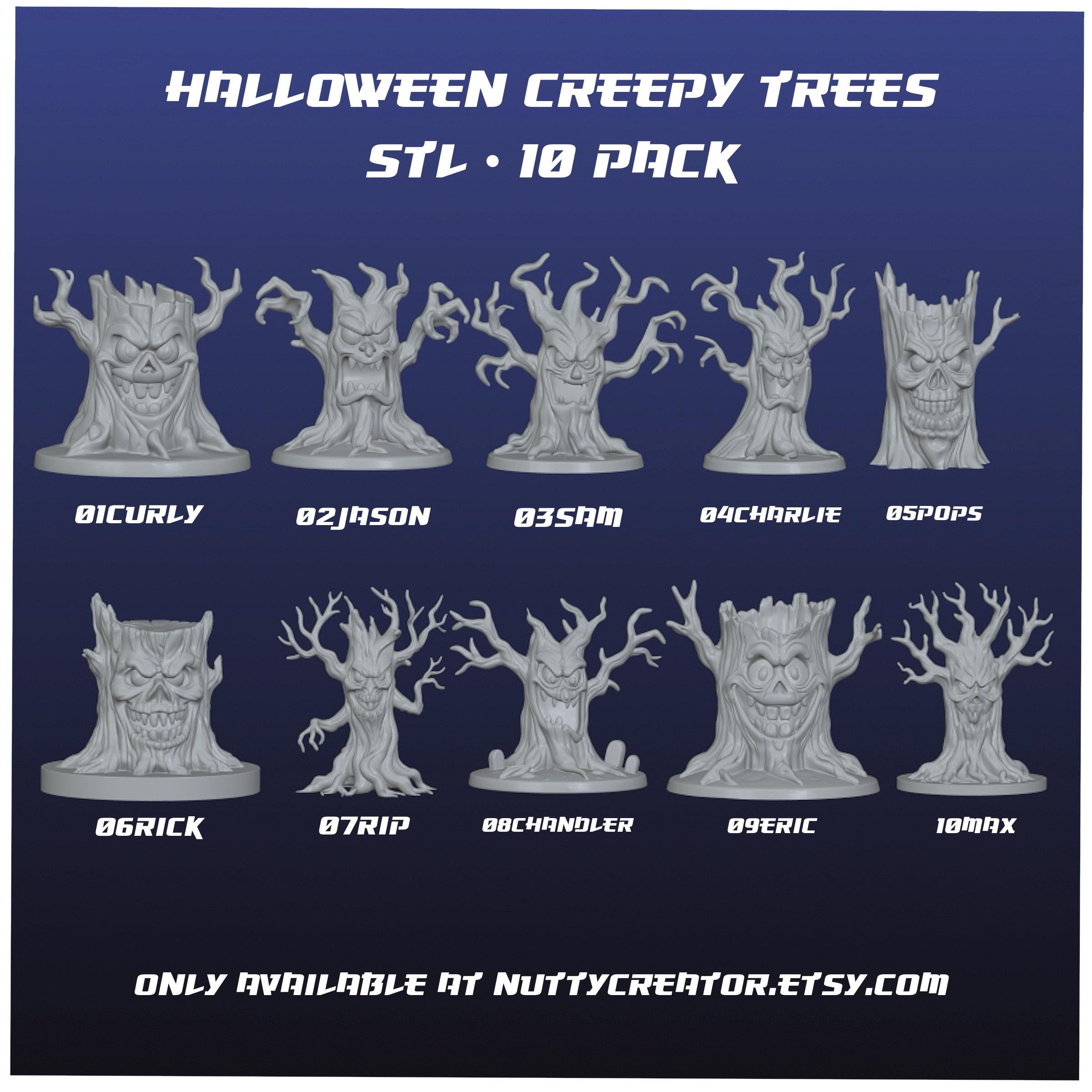 Halloween Creepy Trees STL File Pack - 10 Original Designs, Haunted ...