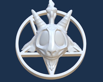 Cute Baphomet and Pentagram, STL file for 3D Printing, Pentagram, Cute Goat, Baphomet