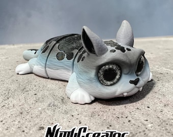 Articulated House Cat, 3D printed, 3 color, gray 16mm glass eyes, original design, test print, no defects