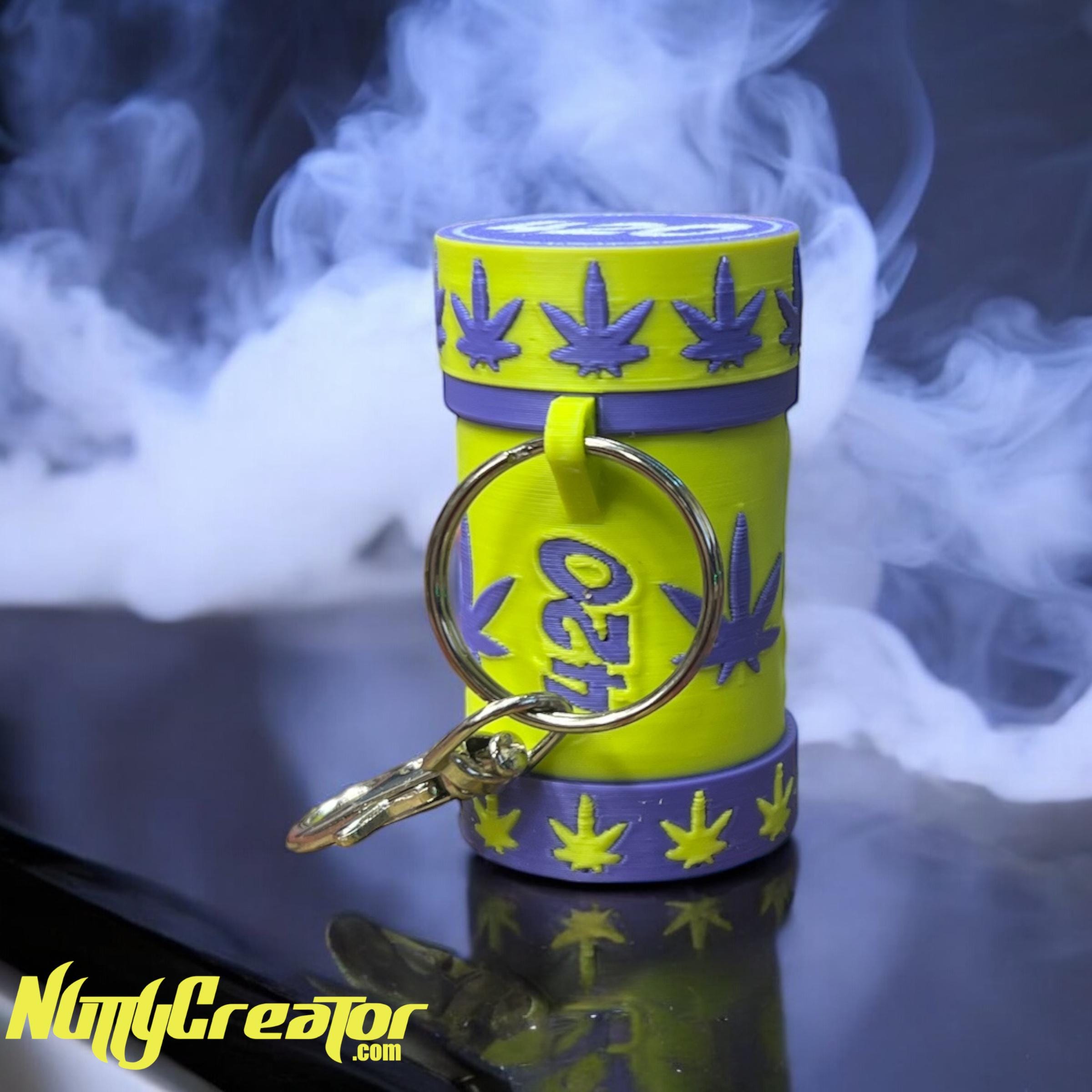 Small Keychain Container Functional Mini Keychain Container, 3D Printed Keychain, Cannabis ...