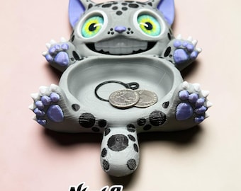 Cat trinket tray, 5 Toe Tommy, 3D Printed, 4 color print with 25mm glass eyes