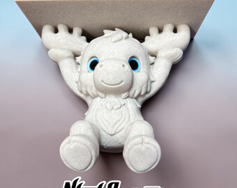 Test Print, Decorative Cute Moose Shelf, 3D Printed stone looking filament, 16mm glass eyes, Please read description for more details.