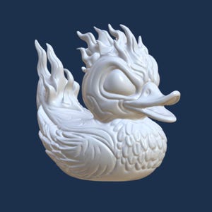 Fire Duck STL, 3D Digital file for 3D printer, Rubber Ducky, Fire Ducky, rubber duck with fire on head and tail, original design