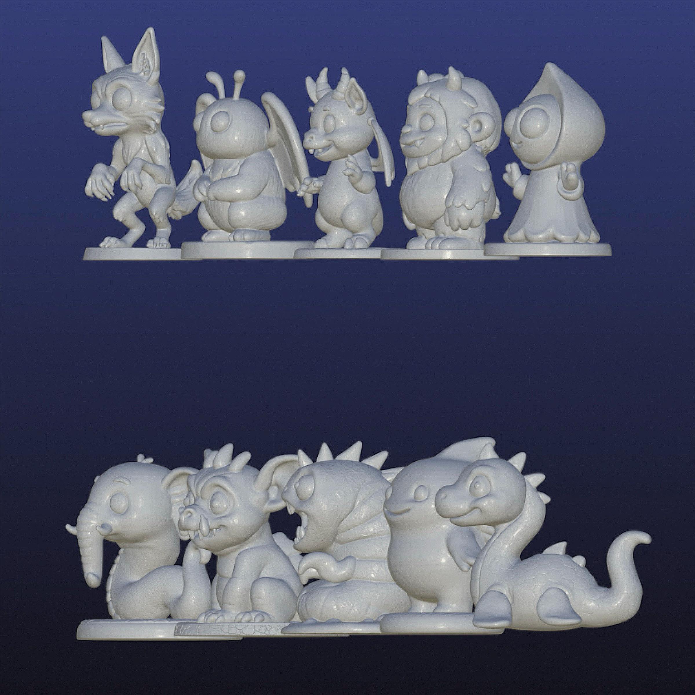 Cute Cryptids 3D STL File Pack - 10 Unique Cryptids, Kawaii, Chibi ...