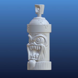 Crazy Spray Can STL, bomboletta spray a forma di cartone animato, file digitale 3D per stampa 3D, bomboletta spray per graffiti, design originale.