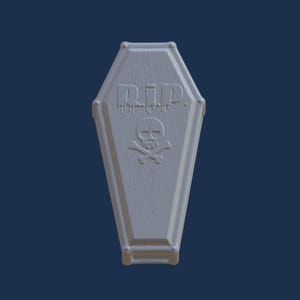 Coffin STL, RIP and skull design on Coffin, 3D STL Digital File for 3D Printing, Halloween Prop, Horror Prop, Original design