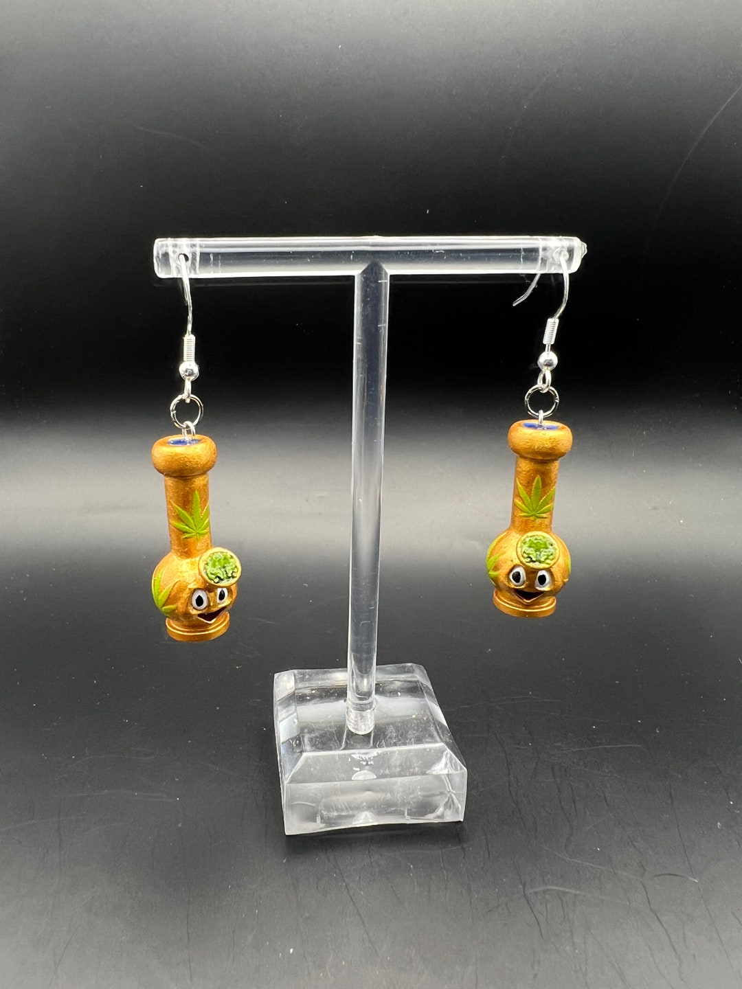 BONG EARRINGS Hand Painted 3D Print Etsy