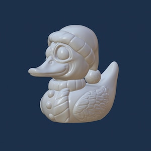 Winter Christmas Duck STL, 3D Digital file for 3D Printing, Rubber Ducky, Xmas Duck, Duck with hat, scarf and buttons, original design
