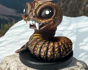 14mm, Bowl Holder, Cute Snake, Brown Snake, 3D Printed, Hand Painted Figurine, One of a Kind!