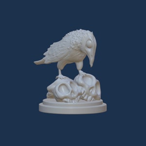 Cartoon Raven and Skulls, STL file, Digital file for 3d Printing, Diorama skulls and raven, Original design