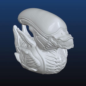 May include: A white rubber duck with the head of an alien from the movie Alien. The duck has a detailed alien head with a mouth full of sharp teeth.