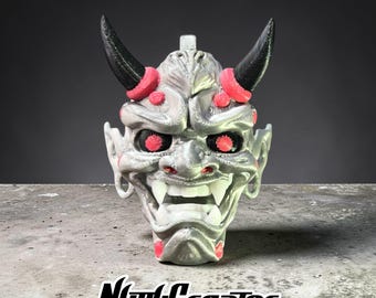 Japanese Inspired Mini Hannya Mask Keychain, 2.5" Folklore Accessory, 3D Printed, original design