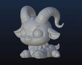 かわいいヤギSTL、3Dプリント用3Dデジタルファイル、山羊座、ちび