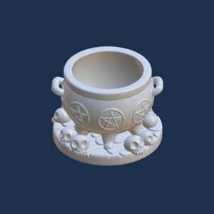 Cauldron STL, 3D Digital File for 3D printing, witch&#39;s cauldron, witch cauldron with skulls, immediate download, original design.