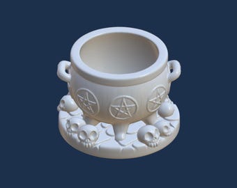 Cauldron STL, 3D Digital File for 3D printing, witch's cauldron, witch cauldron with skulls, immediate download, original design.