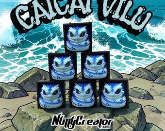 CAICAI VILU, 40mm Box Clicker, 3D Printed, embossed serpent on box, Legendary Sea Serpent creature with glass eyes, choose eye color option