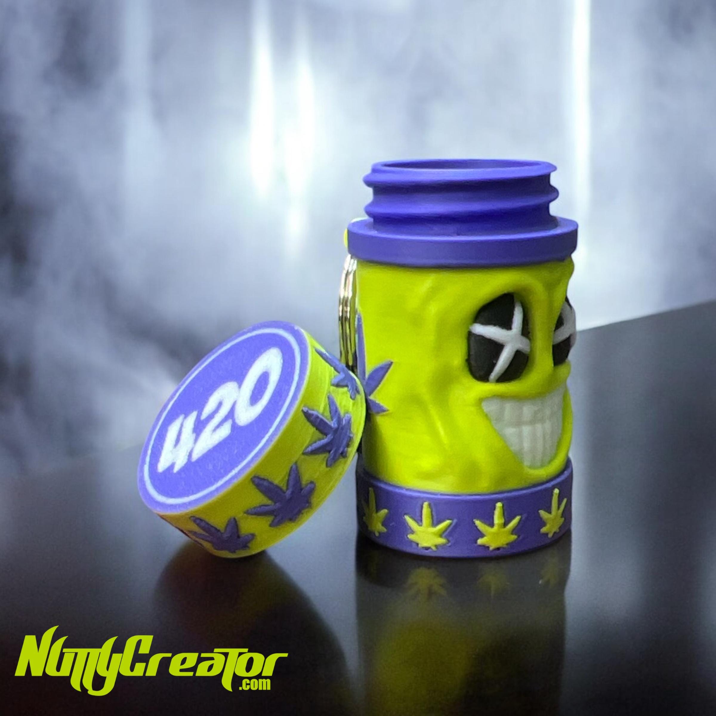 Small Keychain Container Functional Mini Keychain Container, 3D Printed Keychain, Cannabis ...