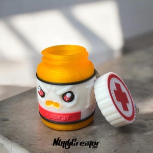 Bad Medicine, Mini Keychain Container, 3D Printed Keychain with clasp and key ring. Cute, Angry container for your items, original design image 6
