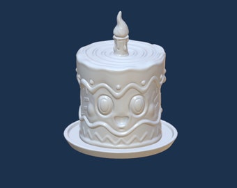 Cute Birthday Cake, STL file, 3D Digital file for 3D printing, birthday cake, cake with candle
