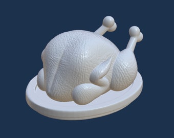 Turkey on a Plate, STL file for 3D printing, Thanksgiving, Turkey on a plate, 3D clipart