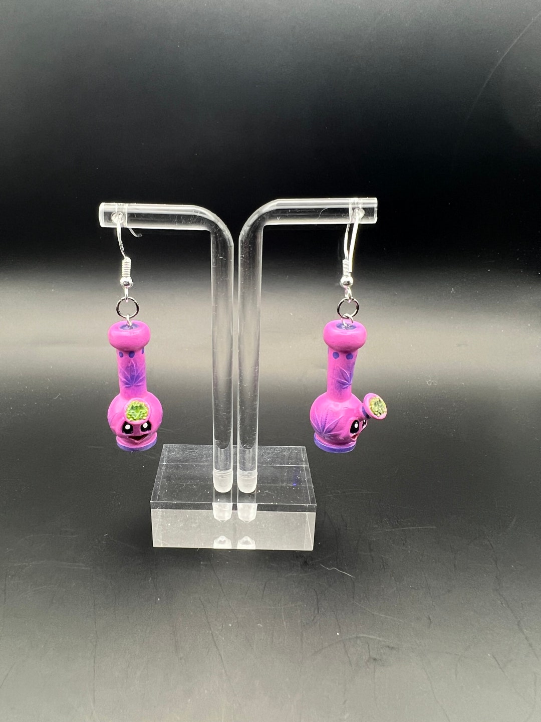 PINK BONG EARRINGS Hand Painted 3D Print Etsy