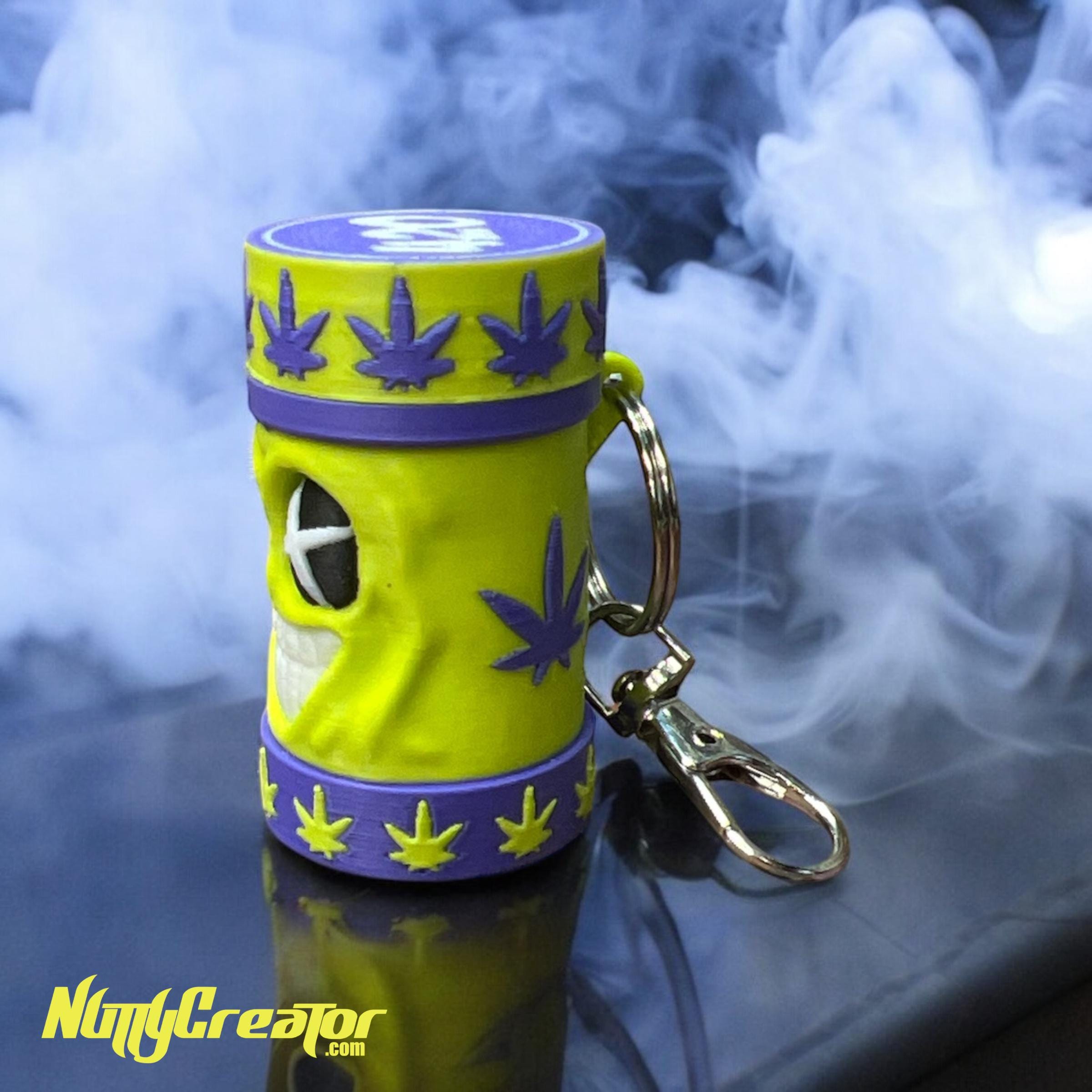 Small Keychain Container Functional Mini Keychain Container, 3D Printed Keychain, Cannabis ...