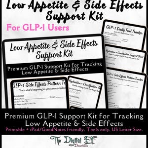 May include: A digital support kit for GLP-1 users, featuring trackers for appetite, side effects, hydration, and constipation. The kit includes printable and iPad/GoodNotes-friendly tools, designed for tracking and managing side effects. US Letter size.