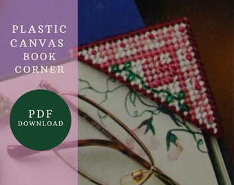Vintage Plastic Canvas Pattern Bookmark, Corner Bookmark, Digital Bookmark, Embroidery Pattern, Digital Download, Bookmark Set