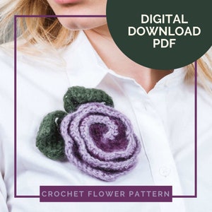 Crochet Flower Brooch PATTERN Crochet Rose Pattern Crochet Pattern Brooch Pattern Crochet Flower Applique Instant Download image 1