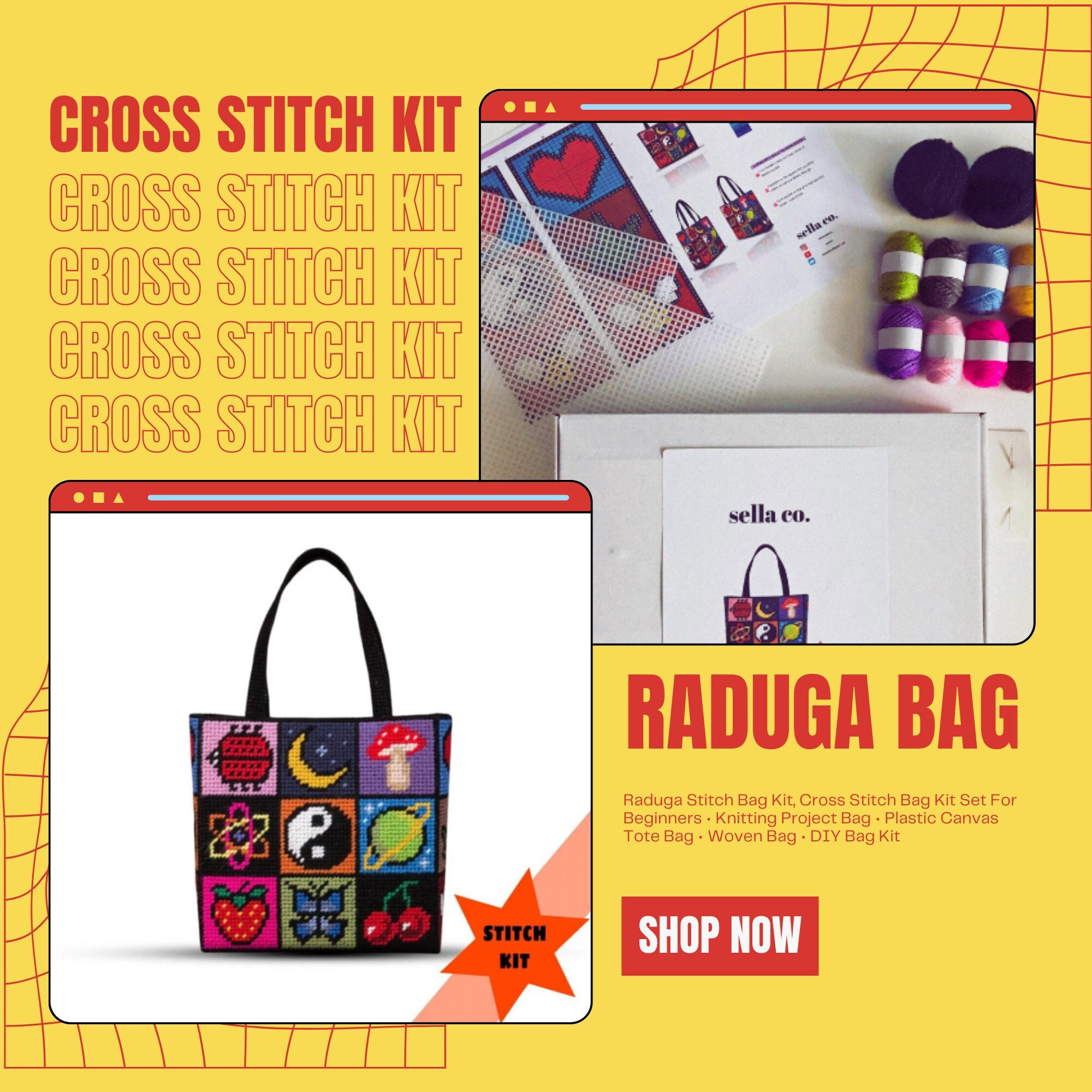 Raduga Stitch Bag Kit Cross Stitch Bag Kit Set for Beginners