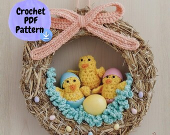 Crochet Easter Egg Wreath Pattern, Spring Decor (PDF Pattern)